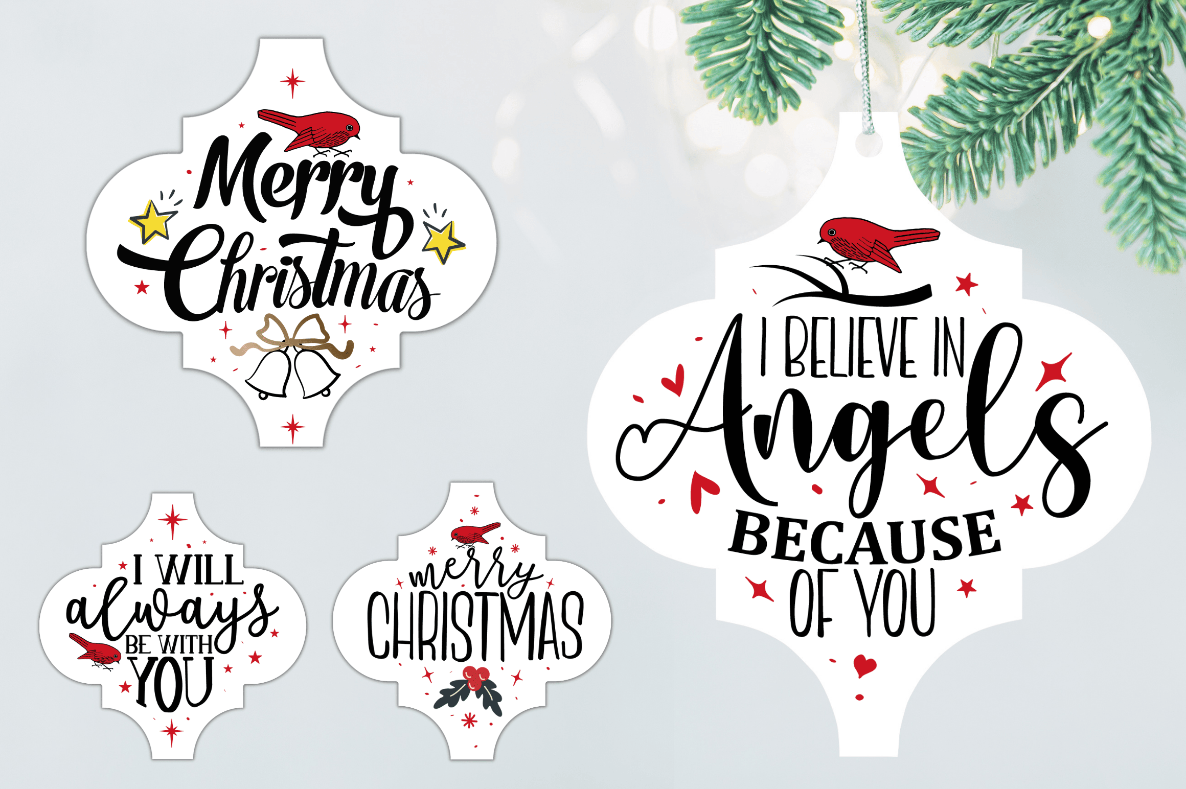 Christmas Cardinal Arabesque SVG Bundle