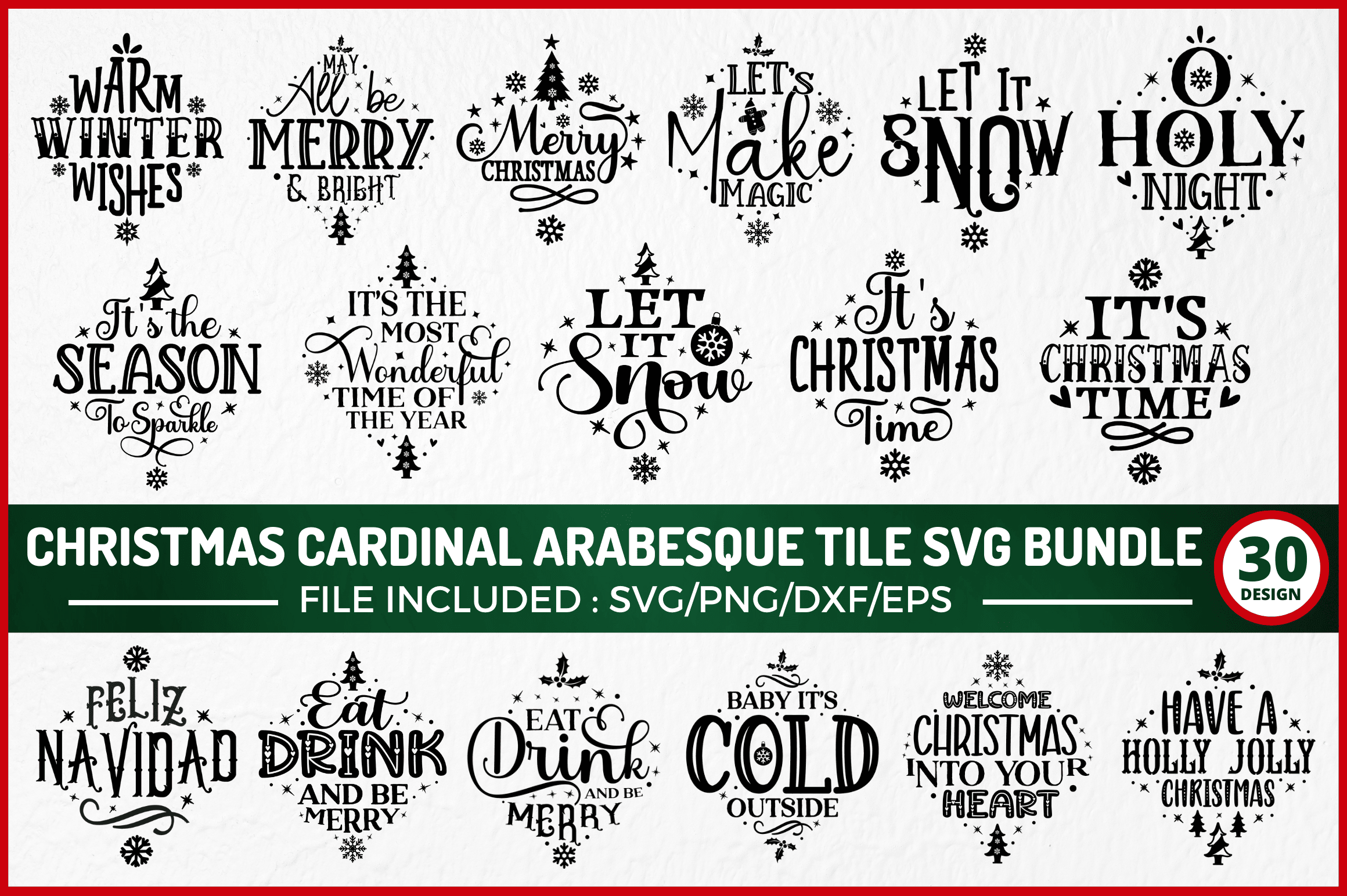 Christmas Arabesque Tile SVG Bundle