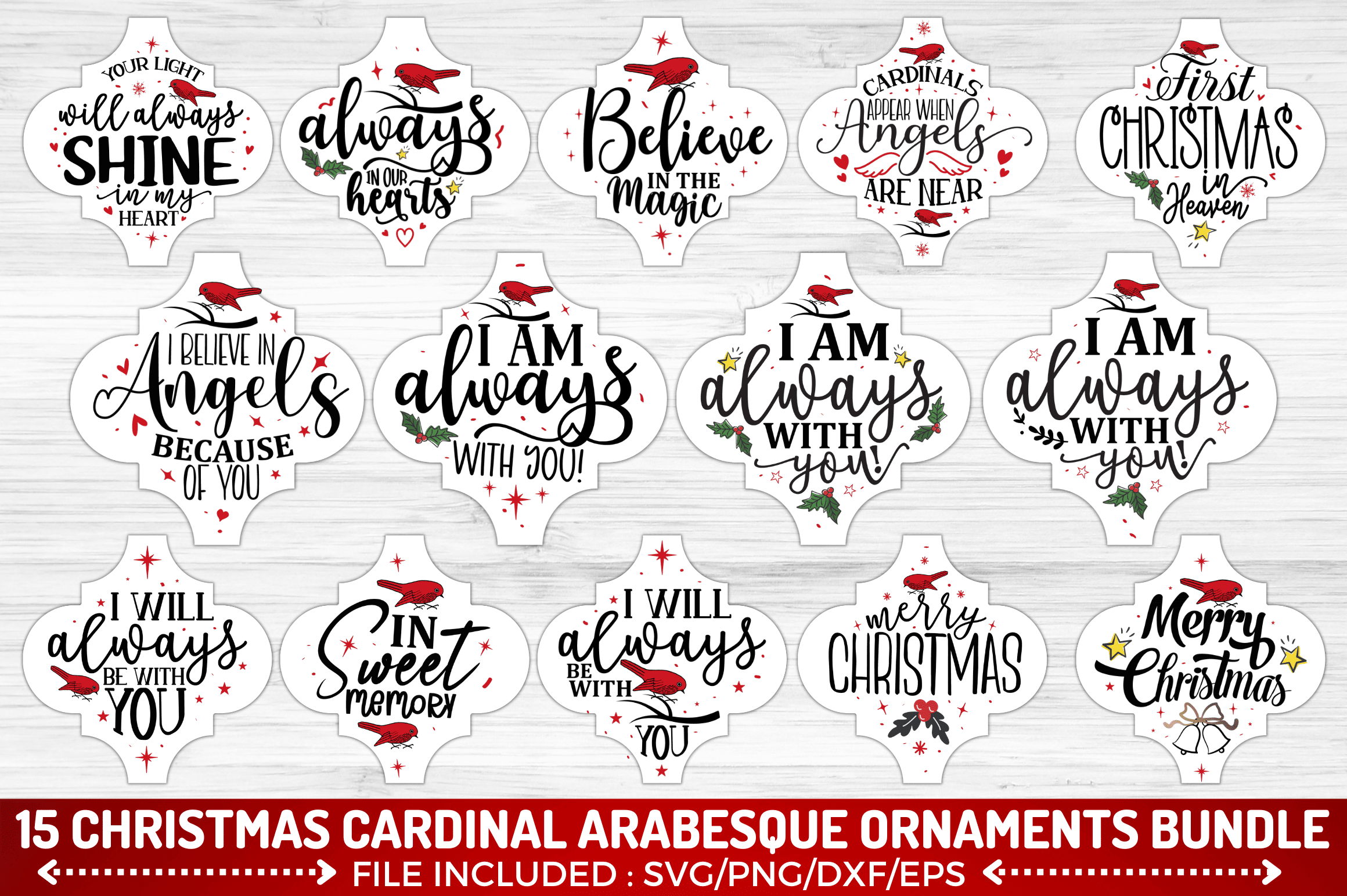 Christmas Cardinal Arabesque SVG Bundle