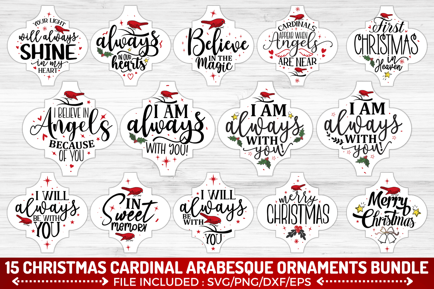 Christmas Cardinal Arabesque SVG Bundle