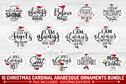 Christmas Cardinal Arabesque SVG Bundle