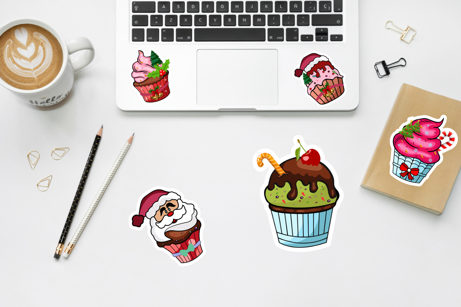 Christmas Cupcake Sticker SVG Bundle