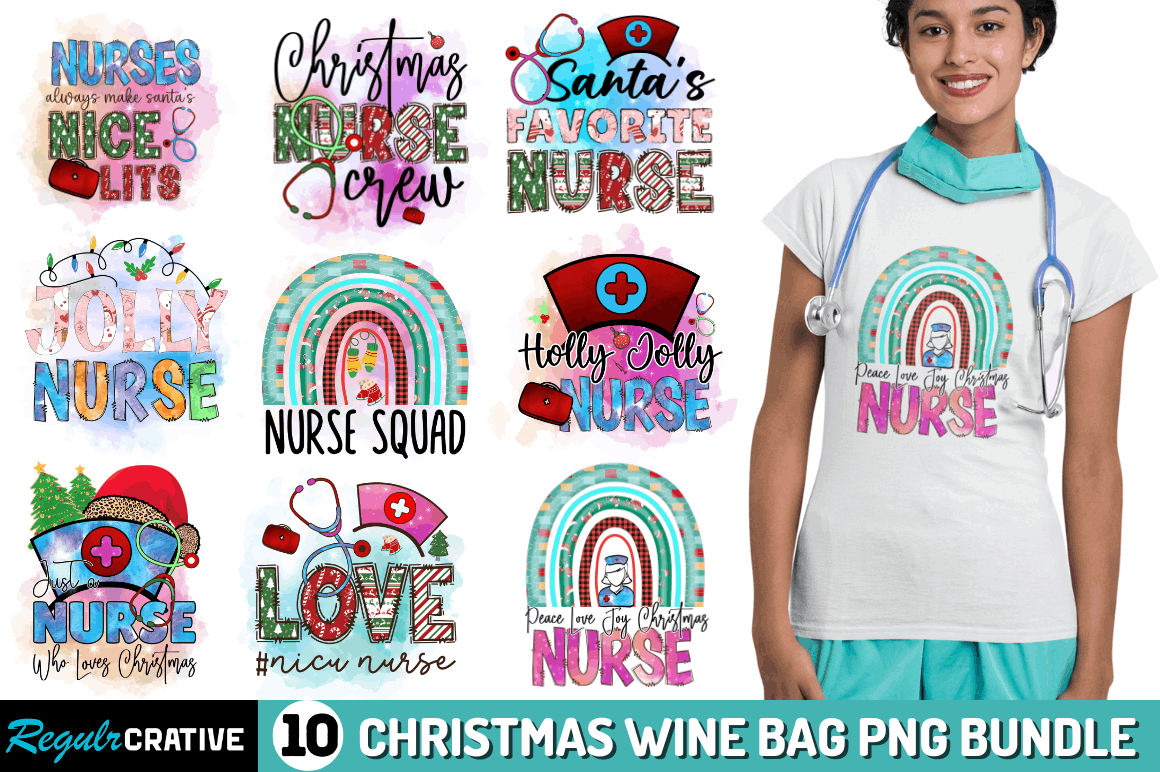 Christmas Nurse Sublimation Bundle