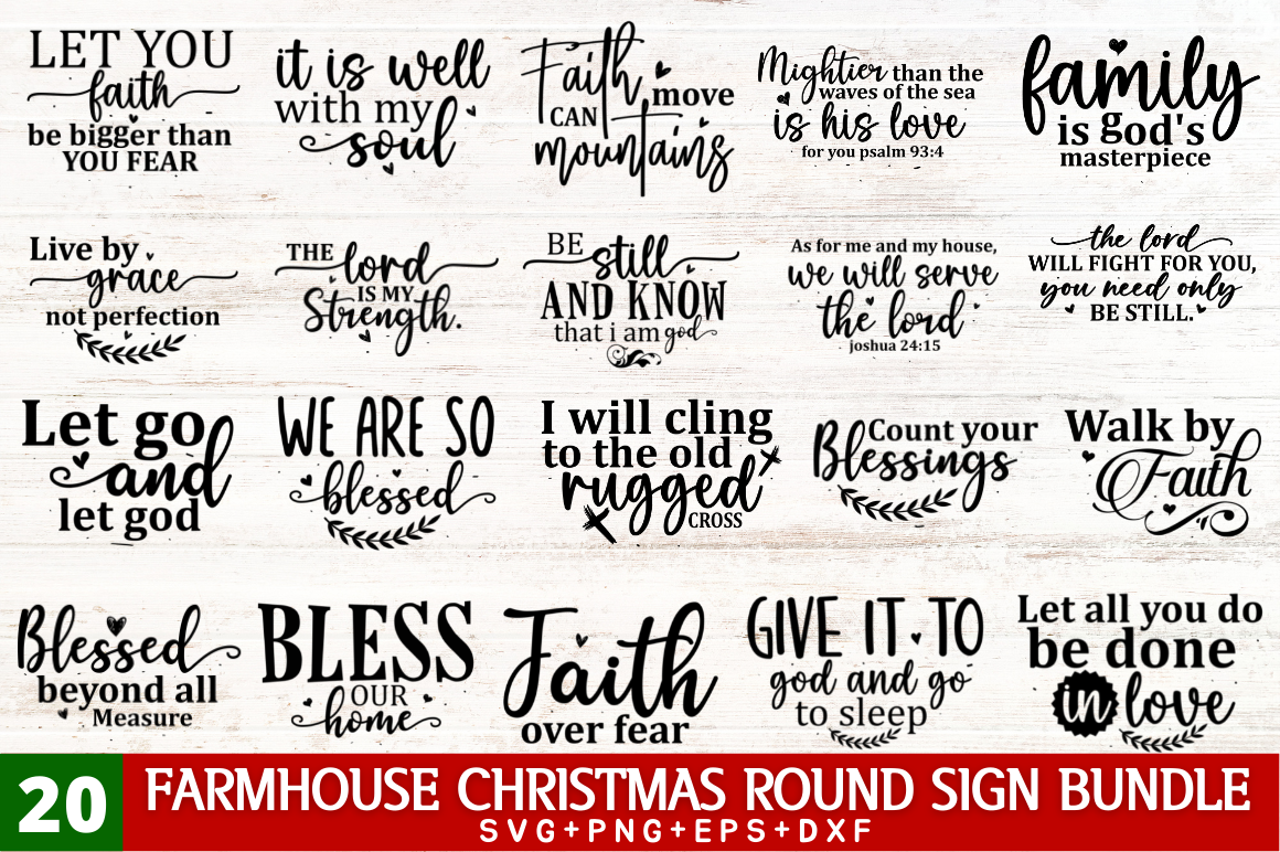 Farmhouse Christmas Round Sign Bundle