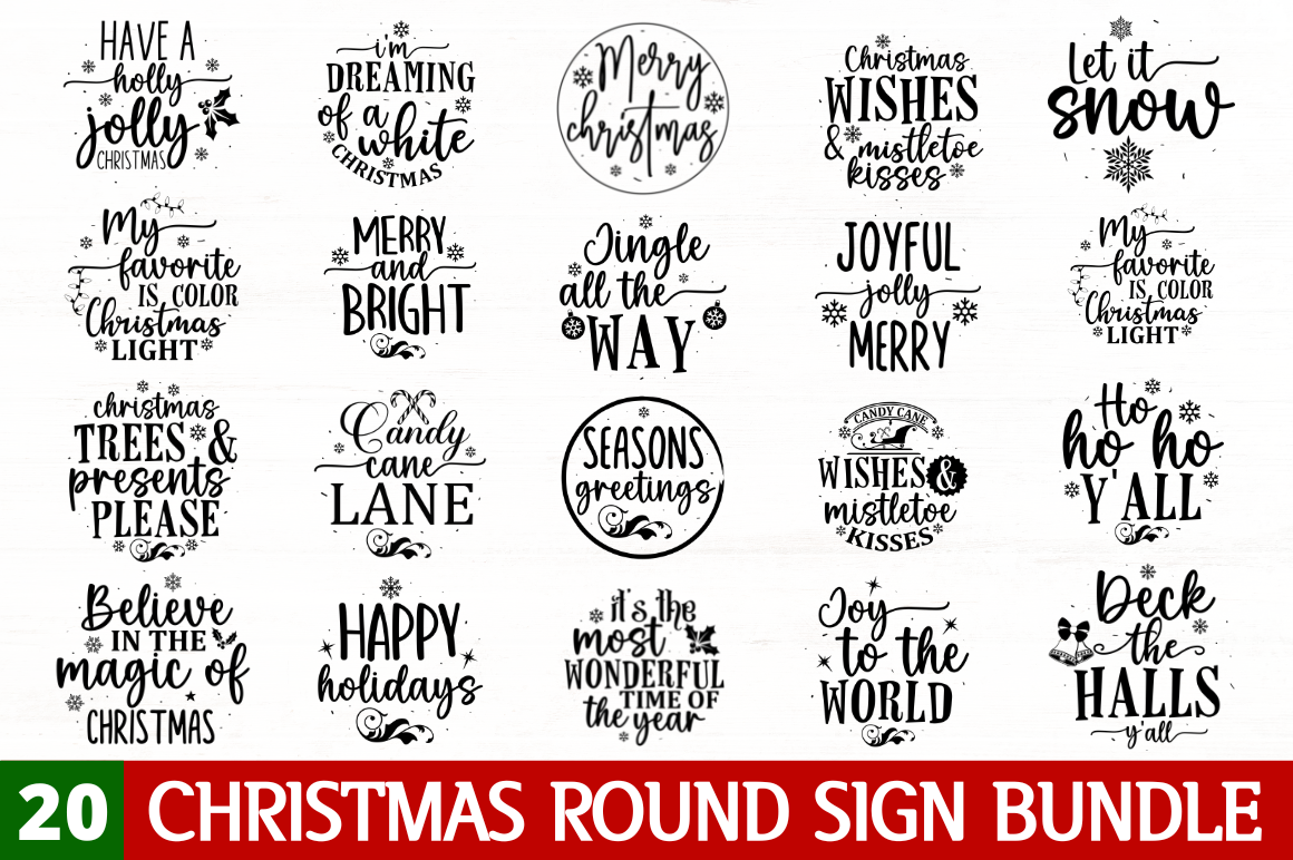 Christmas Round Sign SVG Bundle