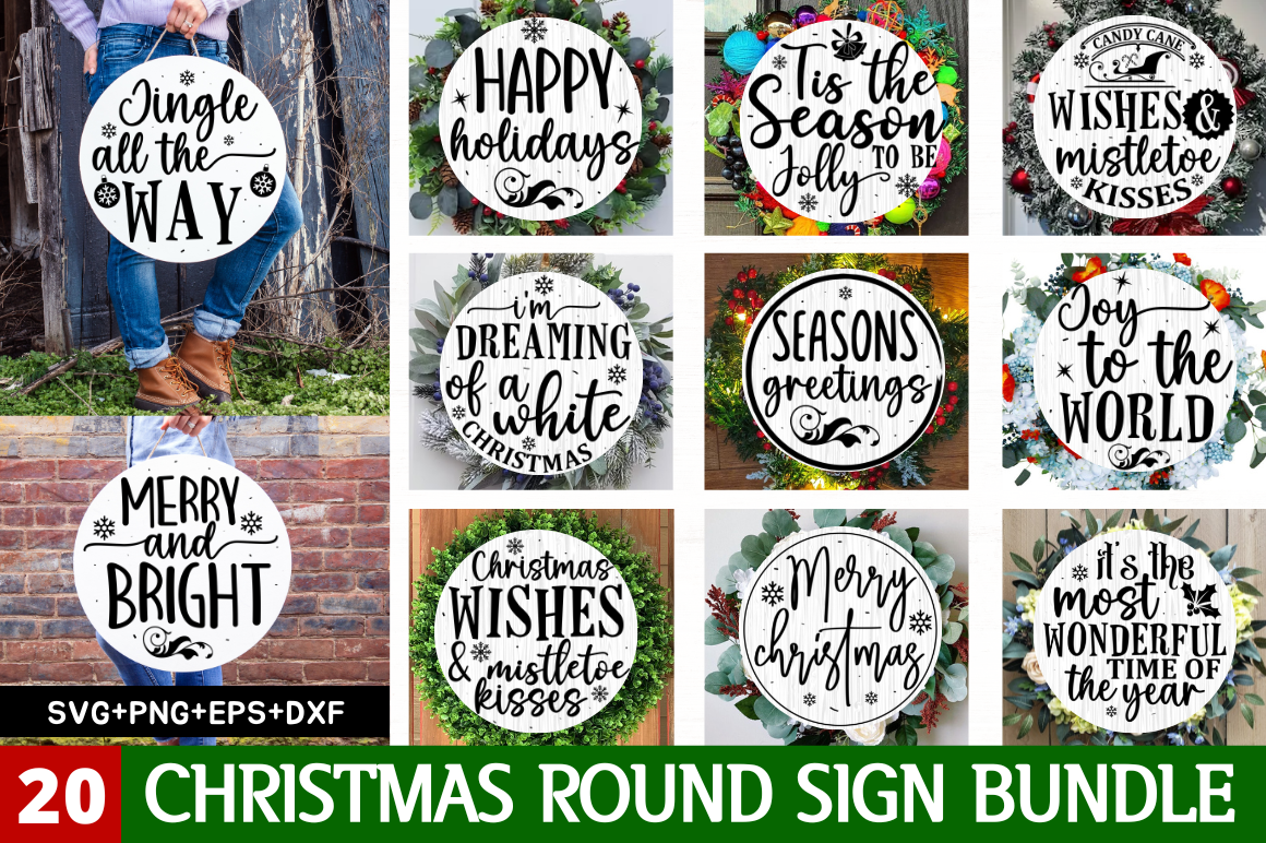 Christmas Round Sign SVG Bundle