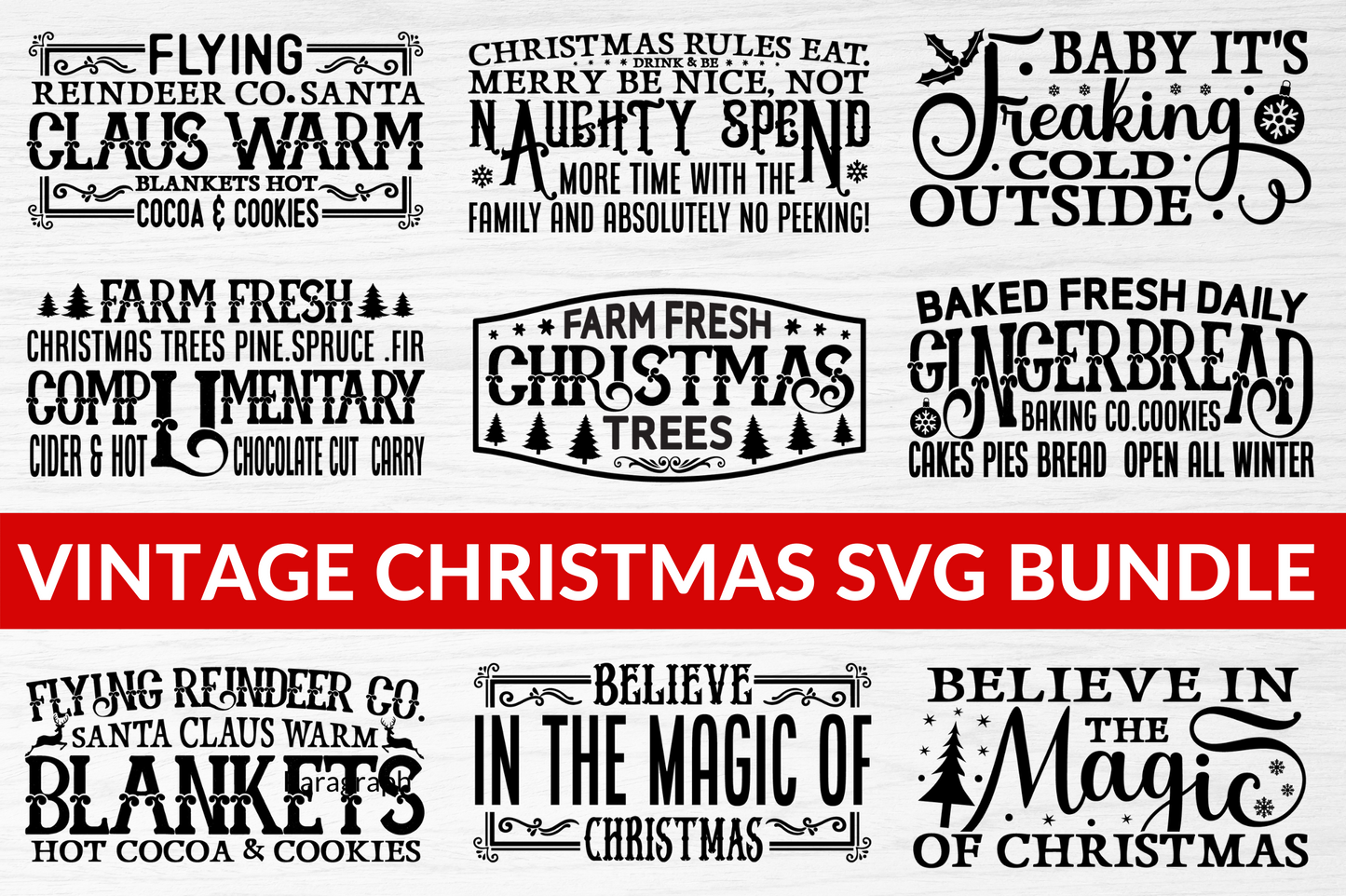 Vintage Christmas Sign SVG Bundle