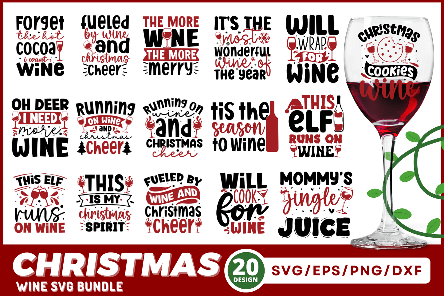 Christmas wine Svg Bundle