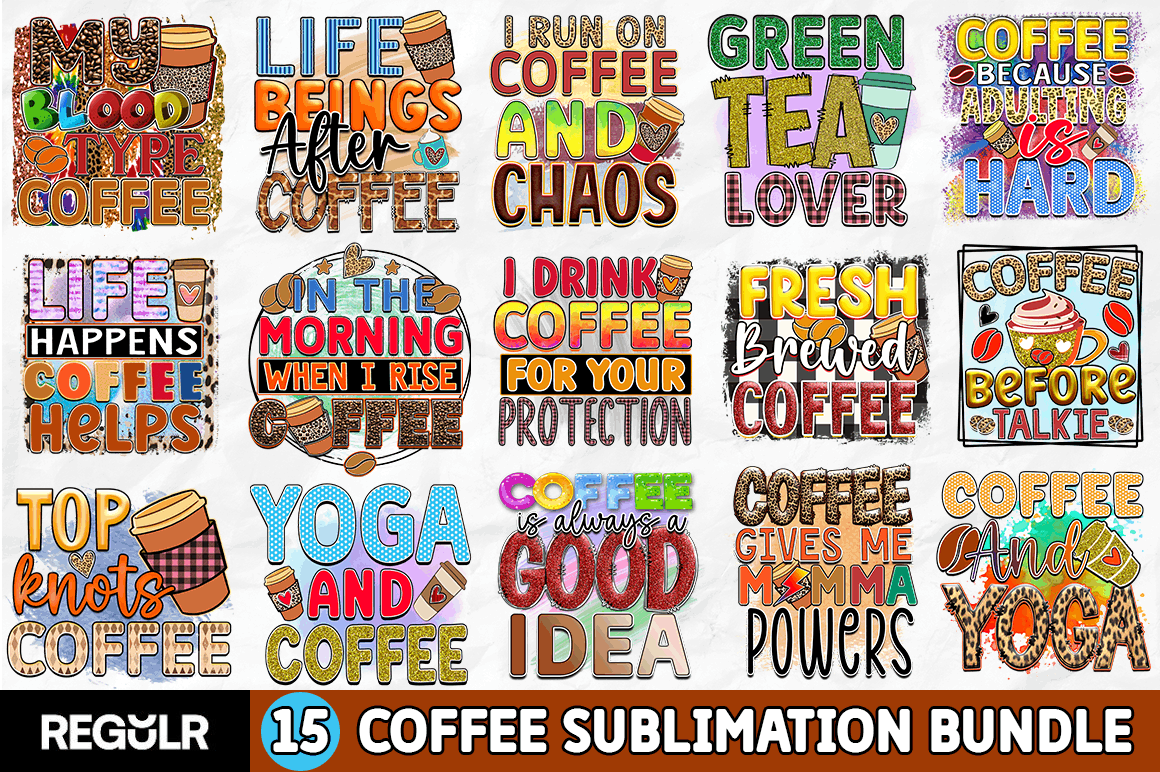 Coffee Sublimation Designs Bundle