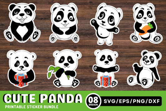 Cute Panda Printable Sticker Bundle