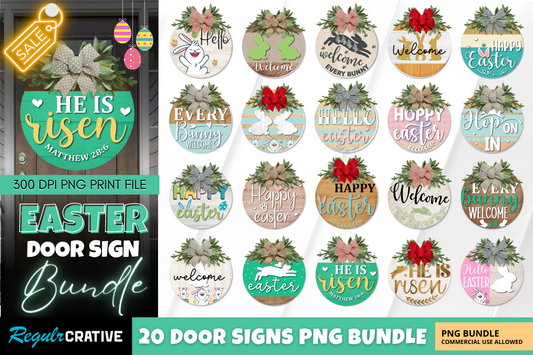 Easter Door Round Signs PNG Bundle