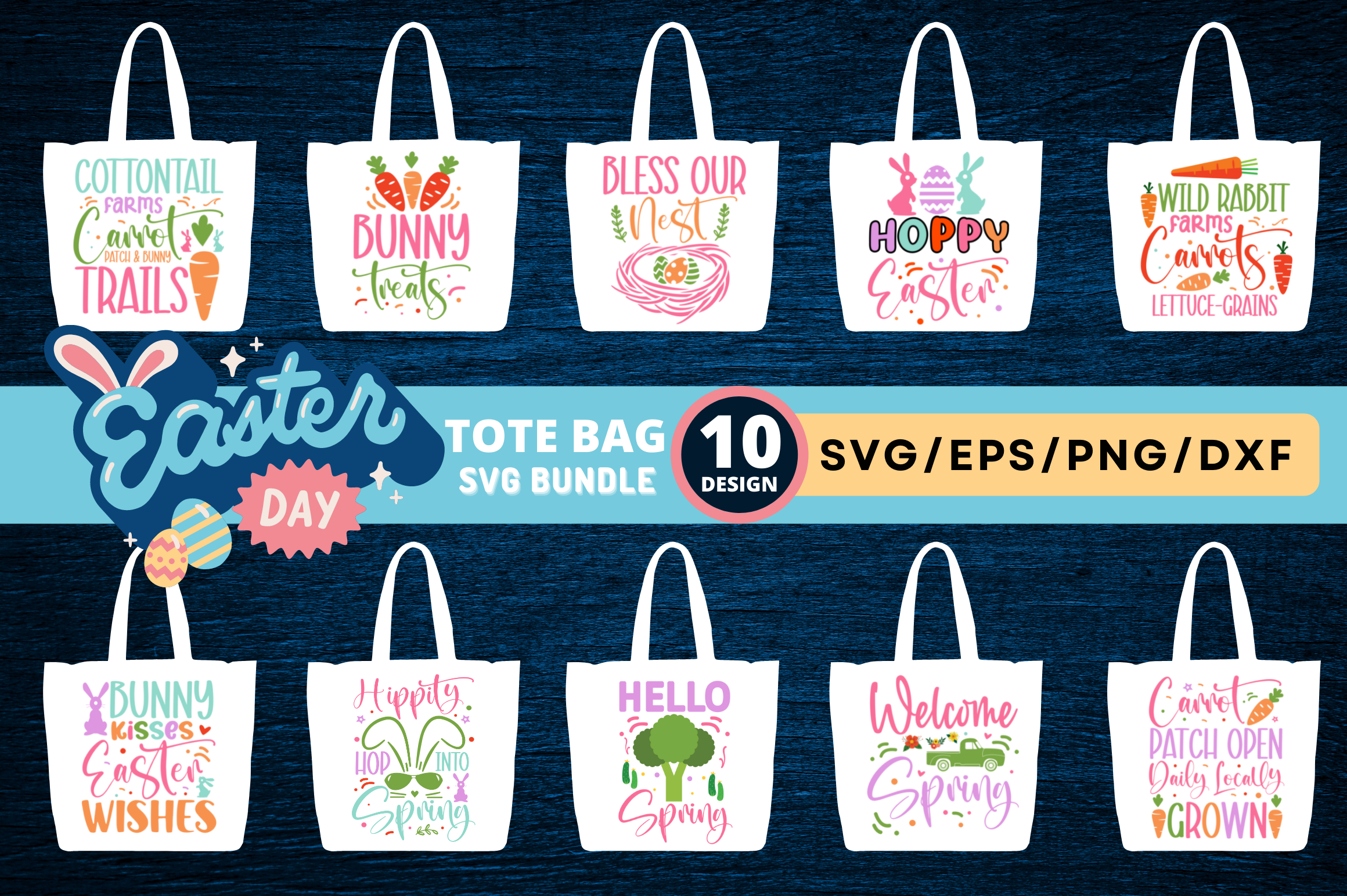 Easter Day Tote Bag SVG Bundle