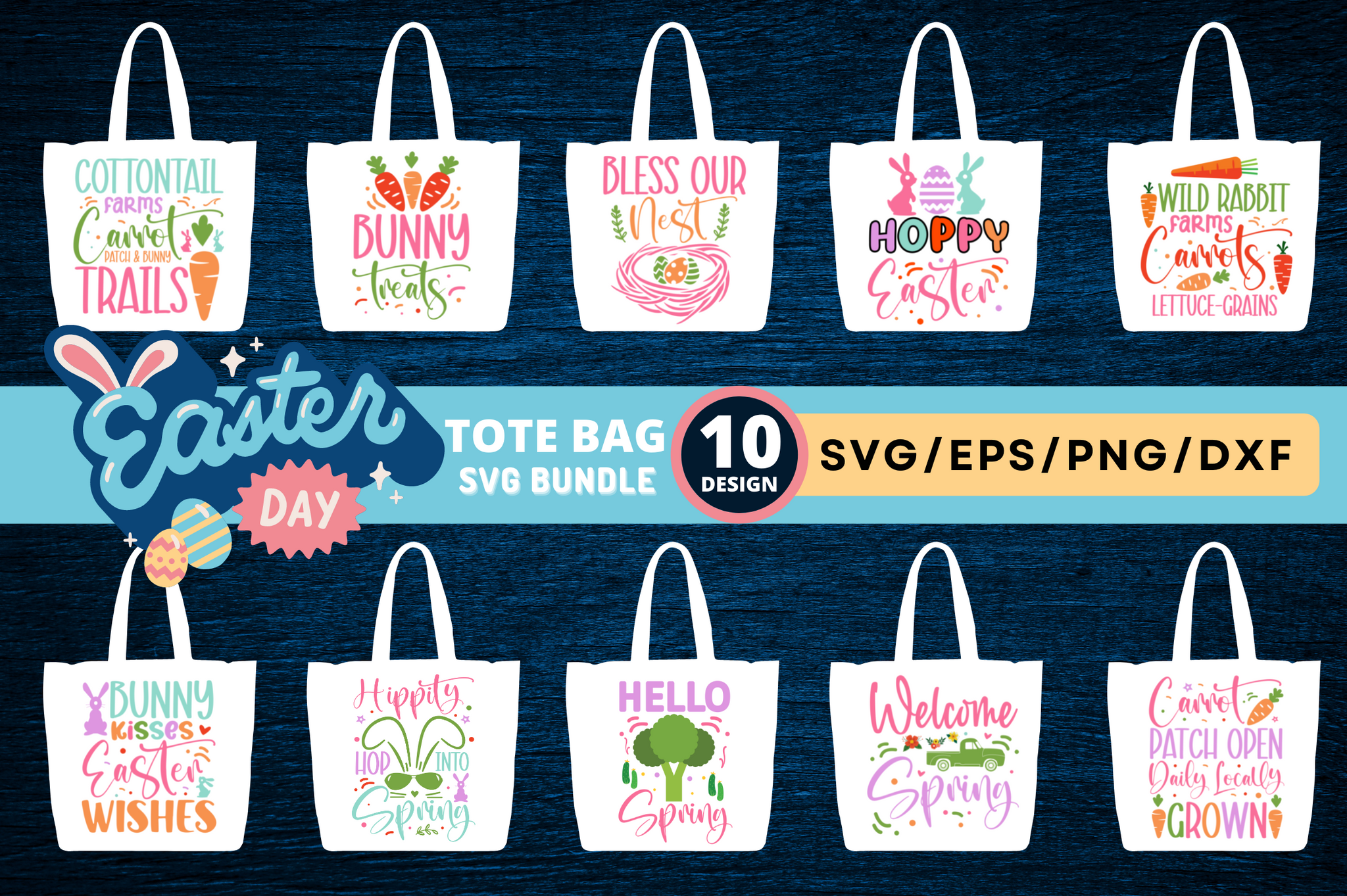 Easter Day Tote Bag SVG Bundle