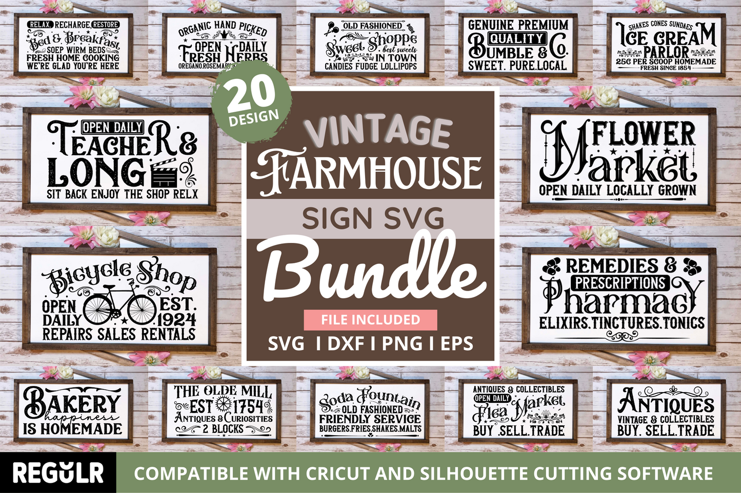 Vintage Farmhouse Signs svg Bundle