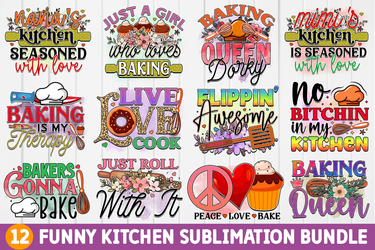 Funny Kitchen Sublimation Design Bundle