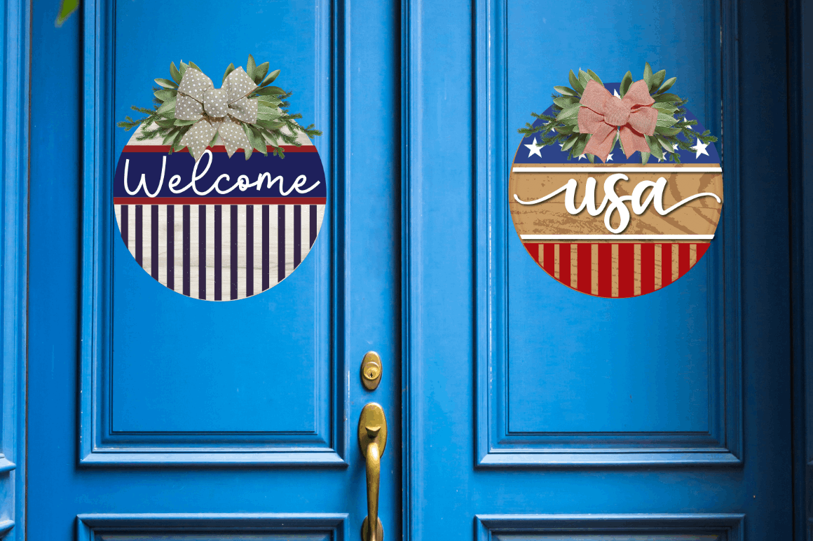 4th of July Door Round Signs PNG Bundle