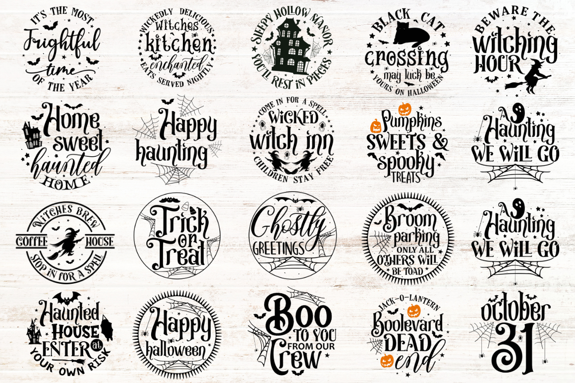 Farmhouse Halloween Round Sign SVG Bundle