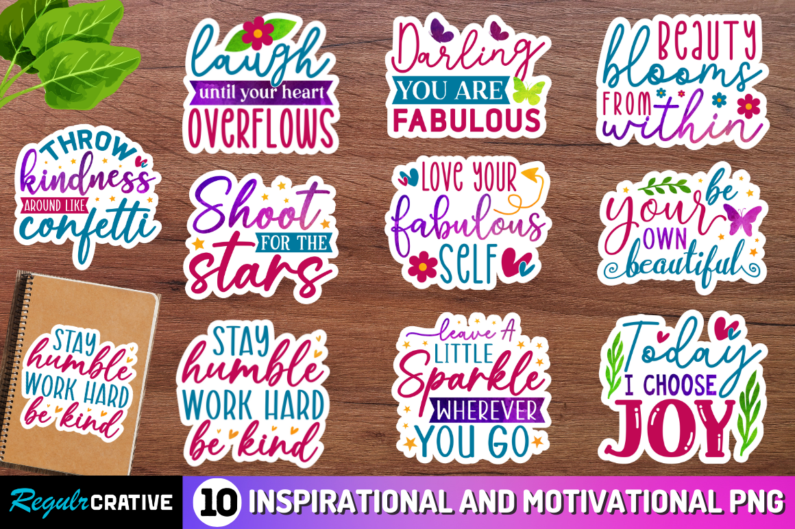 Inspirational Printable Stickers Png Bundle