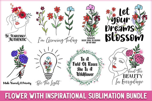 Flower with Inspirational SVG Quote Bundle