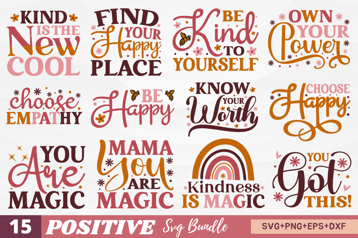 Positive Quotes SVG Bundle