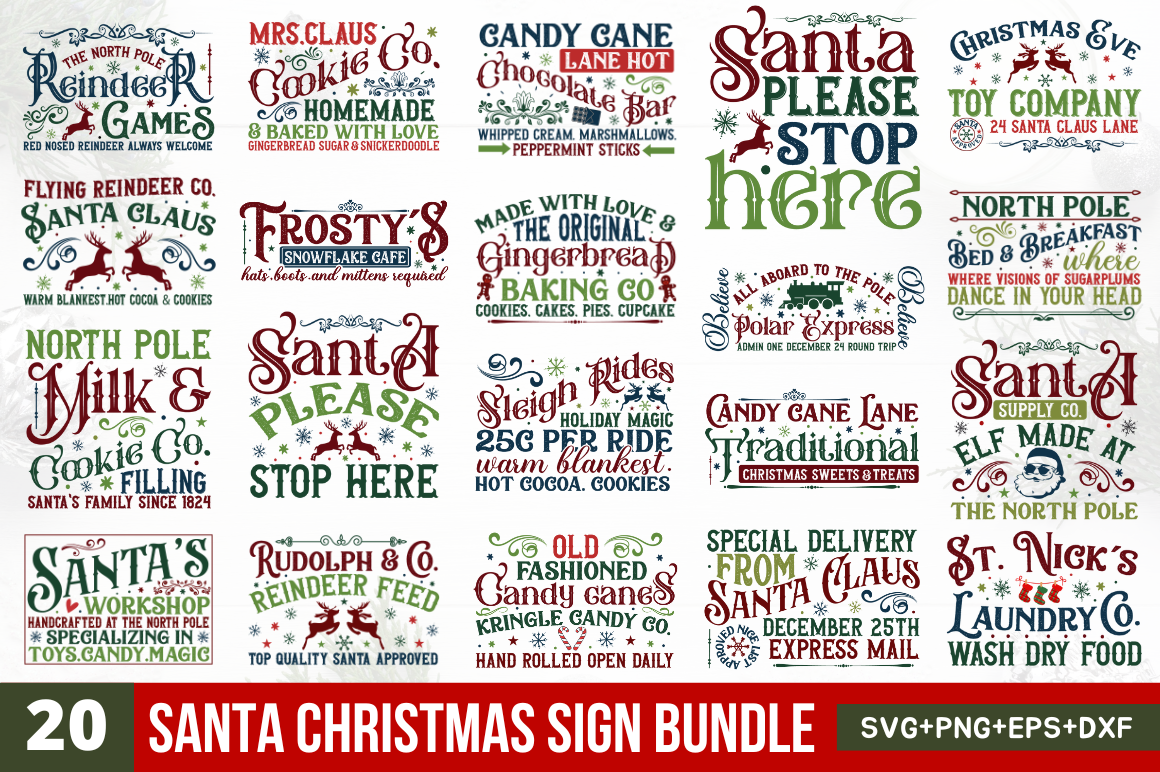 Santa Christmas Sign Bundle