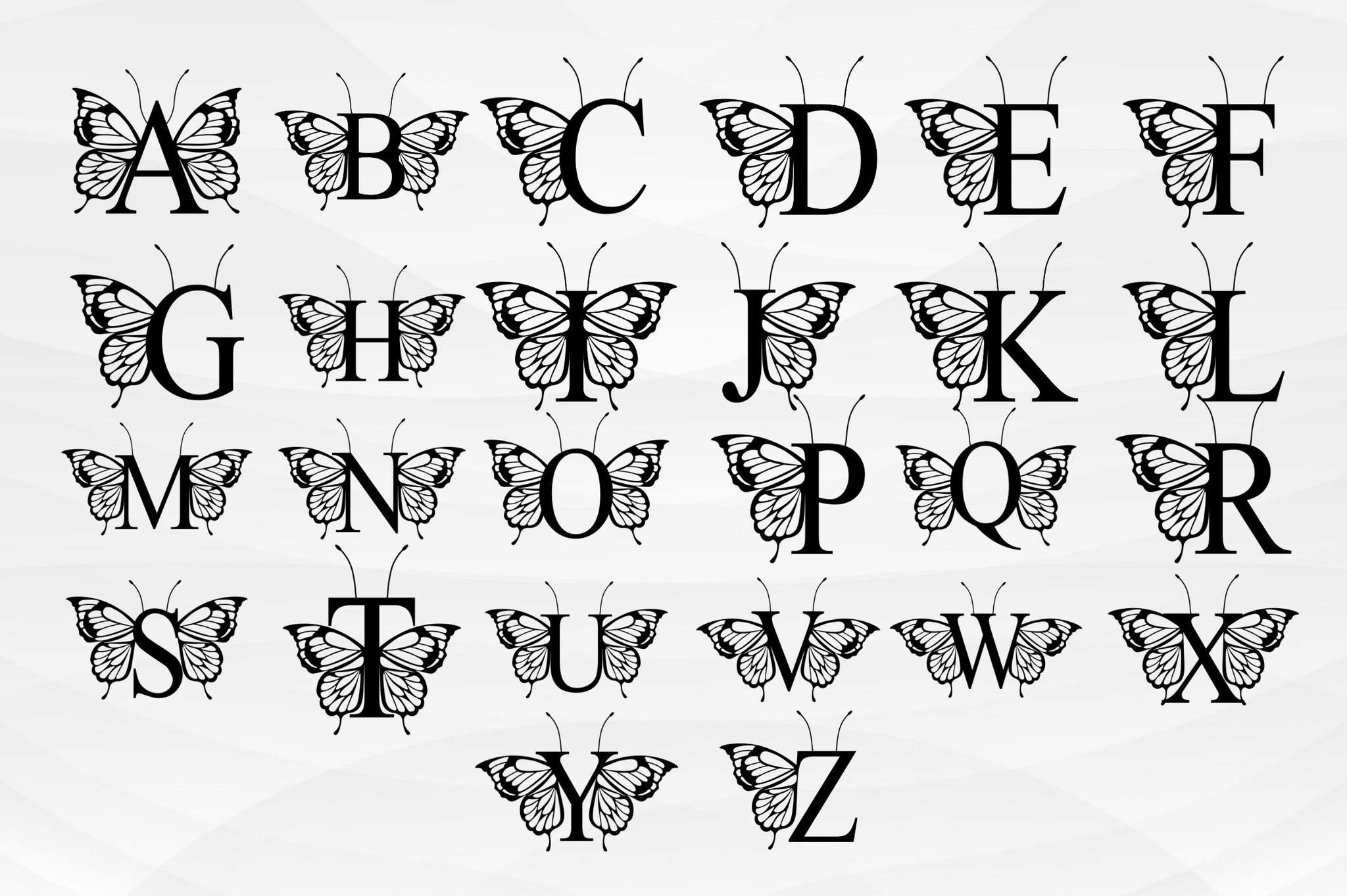 Butterfly Letters A-Z SVG Bundle