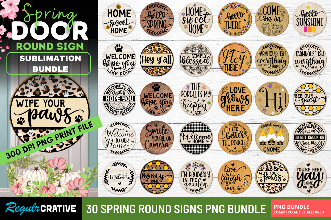 Spring  Round Door Signs png Bundle