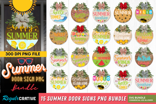 Summer Door Round Signs PNG Bundle