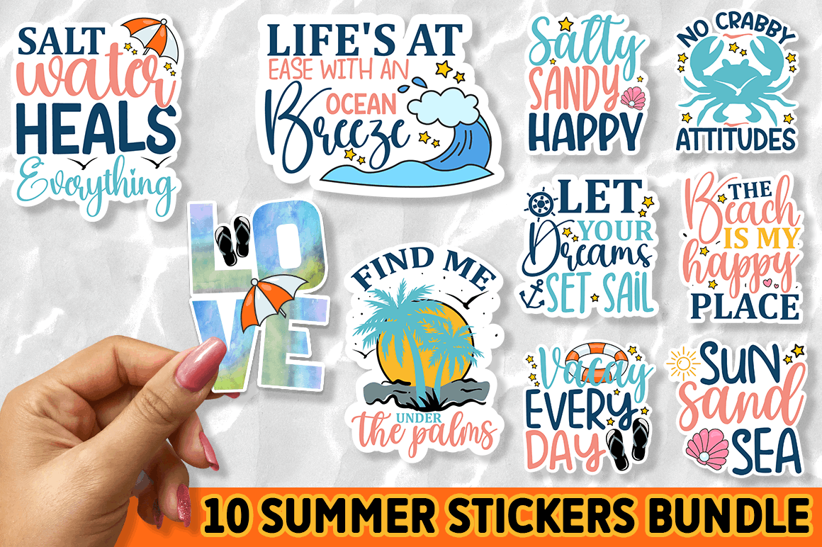 Beach and Summer Printable Sticker Bundle