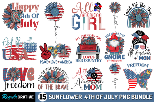 Sunflower 4th Of July Sublimation Bundle