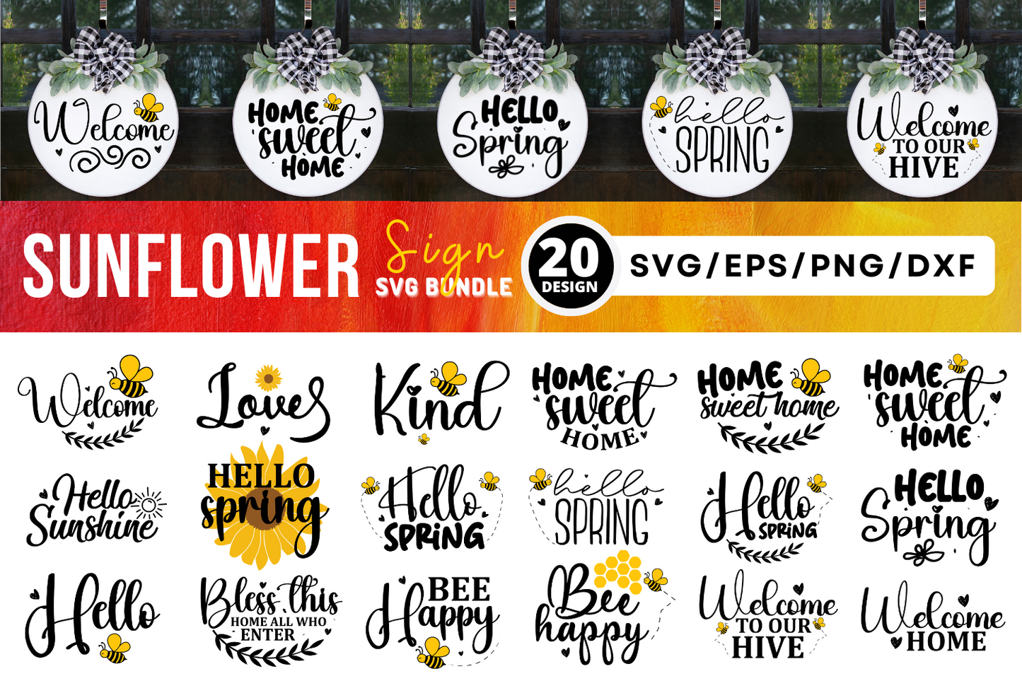 Sunflower Door Signs Bundle