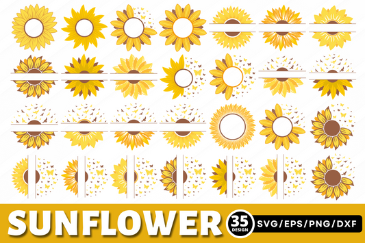 Sunflower Monogram SVG Bundle