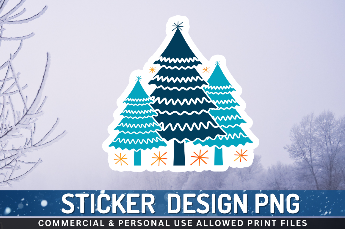 Winter Tree Clipart Sticker PNG Design Downloads, PNG Transparent