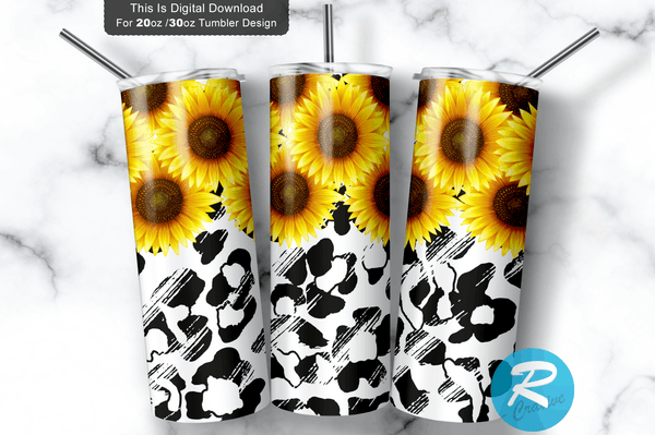 Sunflower leopard 20 oz / 30 oz Skinny Tumbler