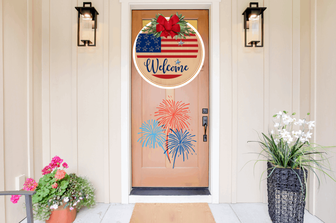 4th of July Door Round Signs PNG Bundle