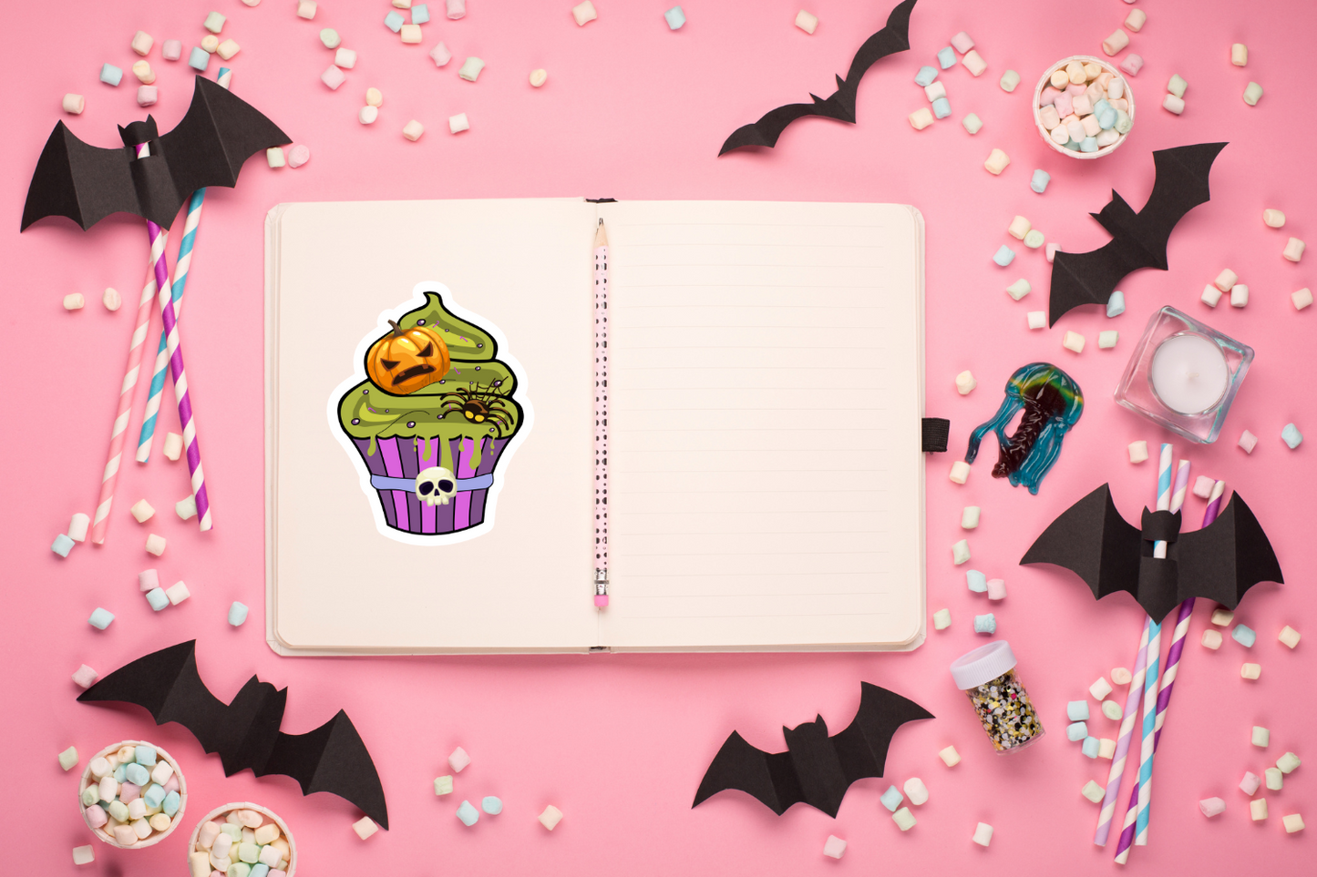 Halloween Cupcake Sticker SVG Bundle